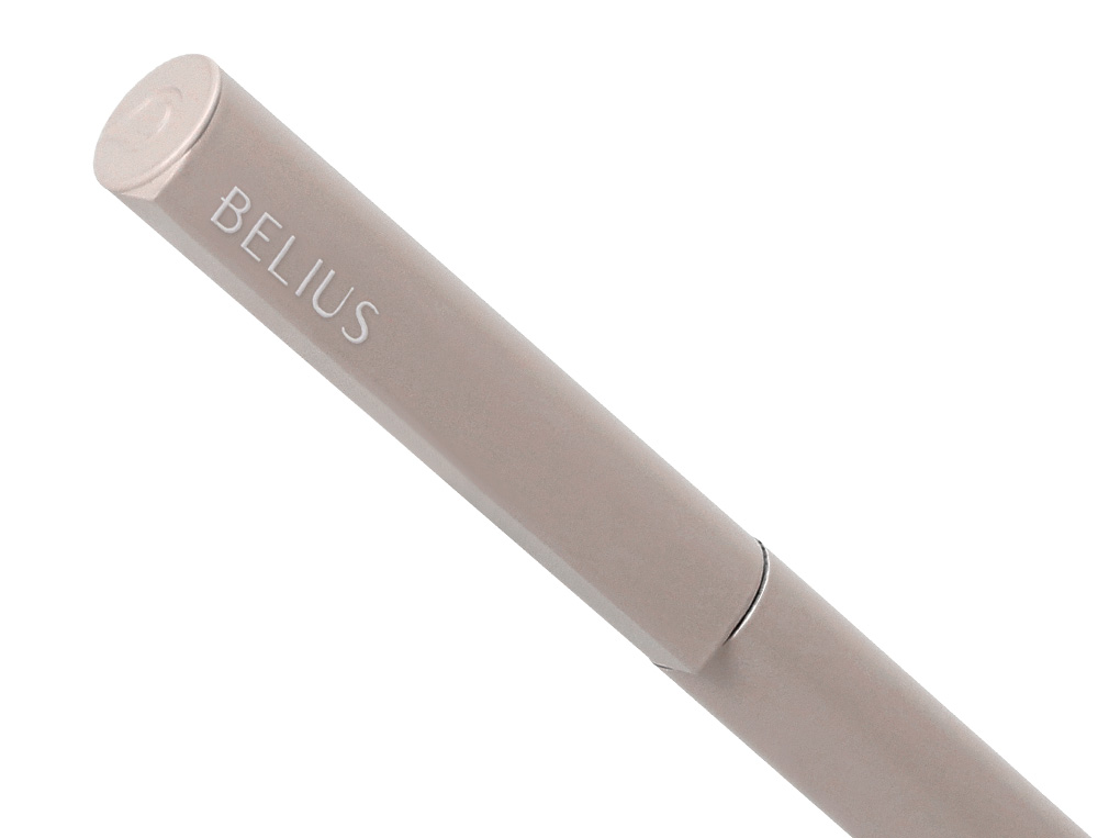 BOLIGRAFO BELIUS ROCKET B ALUMINIO COLOR MINIMALISTA GRIS TINTA AZUL CAJA CILINDRICA
