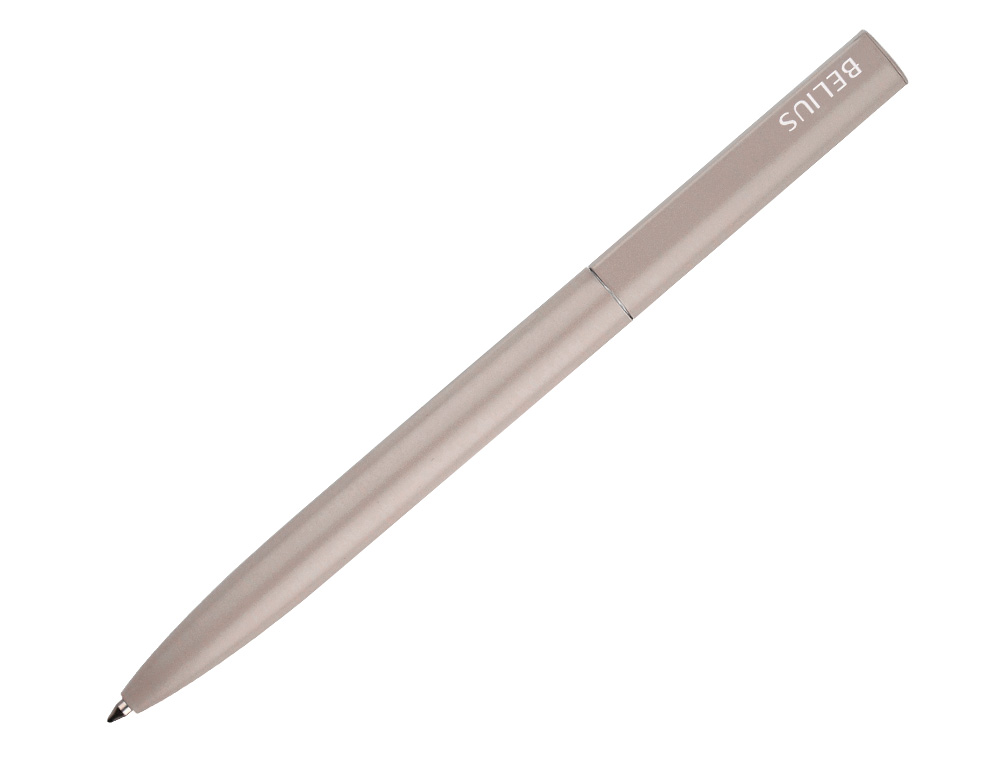BOLIGRAFO BELIUS ROCKET B ALUMINIO COLOR MINIMALISTA GRIS TINTA AZUL CAJA CILINDRICA