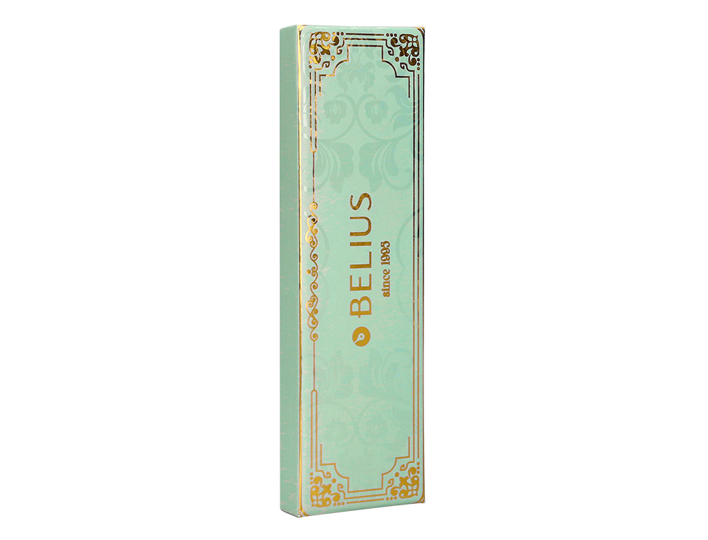 BOLIGRAFO BELIUS MACARON BLISS FORMA HEXAGONAL COLOR VERDE DORADO TINTA AZUL CAJA DE DISEO