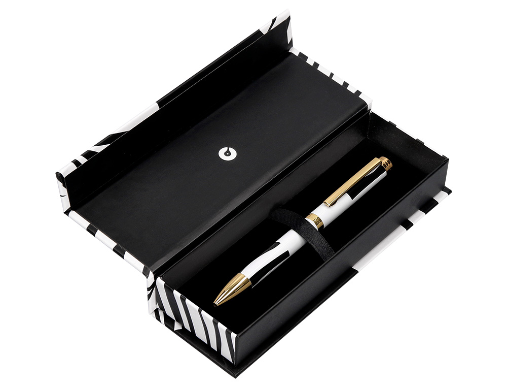 BOLIGRAFO BELIUS DUALITA CUERPO BLANCO COLOR NEGRO TINTA AZUL CAJA DE DISEO