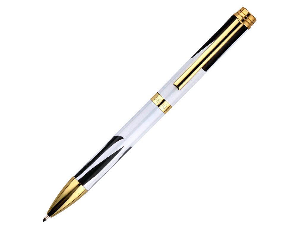 BOLIGRAFO BELIUS DUALITA CUERPO BLANCO COLOR NEGRO TINTA AZUL CAJA DE DISEO