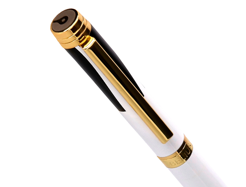 BOLIGRAFO BELIUS DUALITA CUERPO BLANCO COLOR NEGRO TINTA AZUL CAJA DE DISEO