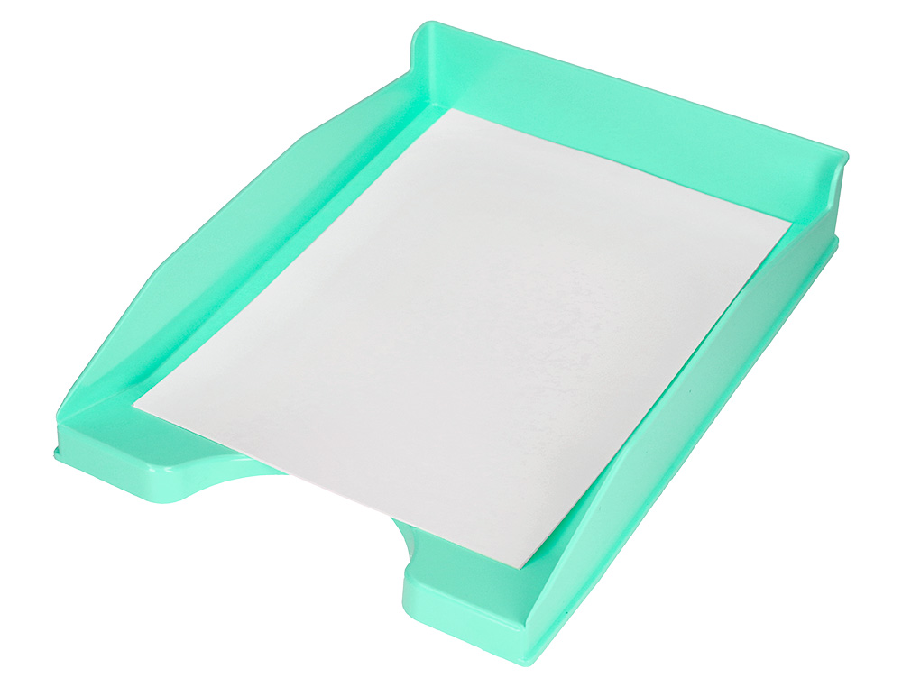 BANDEJA SOBREMESA PLASTICO Q-CONNECT VERDE MENTA OPACO 240X70X340 MM