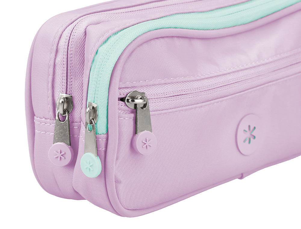 ESTUCHE PORTATODO ANTARTIK FUSION FLEX 3 CREMALLERAS MORADO COMPAERO MOCHILA 100X60X220 MM