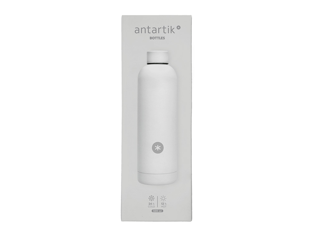 BOTELLA PORTALIQUIDOS ANTARTIK ISOTERMICA ACERO INOXIDABLE LIBRE DE BPA COLOR BLANCO 500 ML