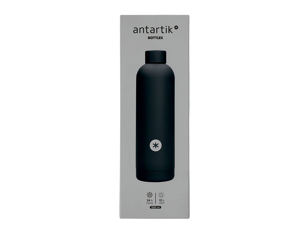 BOTELLA PORTALIQUIDOS ANTARTIK ISOTERMICA ACERO INOXIDABLE LIBRE DE BPA COLOR NEGRO 500 ML
