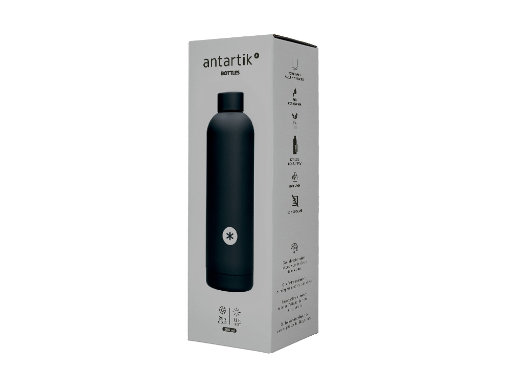 BOTELLA PORTALIQUIDOS ANTARTIK ISOTERMICA ACERO INOXIDABLE LIBRE DE BPA COLOR NEGRO 500 ML