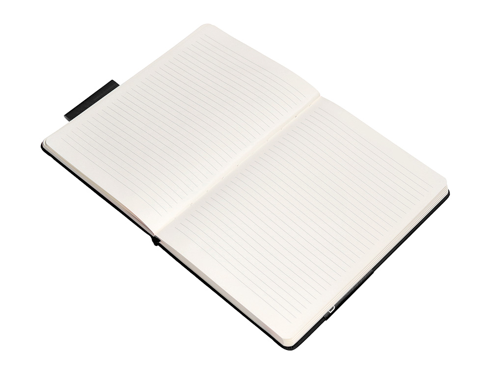 CUADERNO CON GOMILLA ANTARTIK NOTES TAPA DURA A4 HOJAS RAYAS NEGRO 100 HOJAS 80 GR FSC