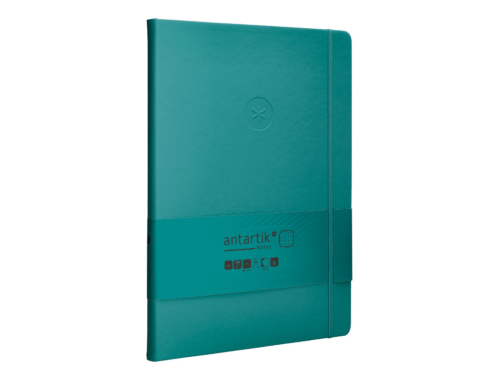 CUADERNO CON GOMILLA ANTARTIK NOTES TAPA DURA A4 HOJAS PUNTOS VERDE AGUAMARINA 100 HOJAS 80 GR FSC