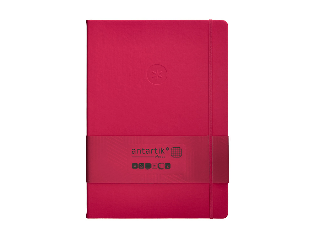 CUADERNO CON GOMILLA ANTARTIK NOTES TAPA DURA A4 HOJAS CUADRICULA BURDEOS 100 HOJAS 80 GR FSC
