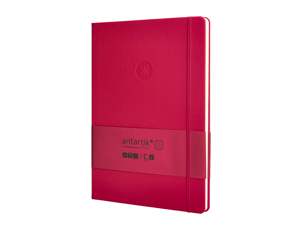 CUADERNO CON GOMILLA ANTARTIK NOTES TAPA DURA A4 HOJAS CUADRICULA BURDEOS 100 HOJAS 80 GR FSC