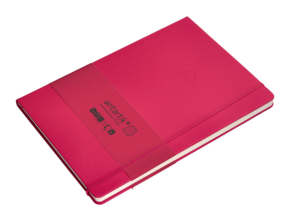 CUADERNO CON GOMILLA ANTARTIK NOTES TAPA DURA A4 HOJAS CUADRICULA BURDEOS 100 HOJAS 80 GR FSC