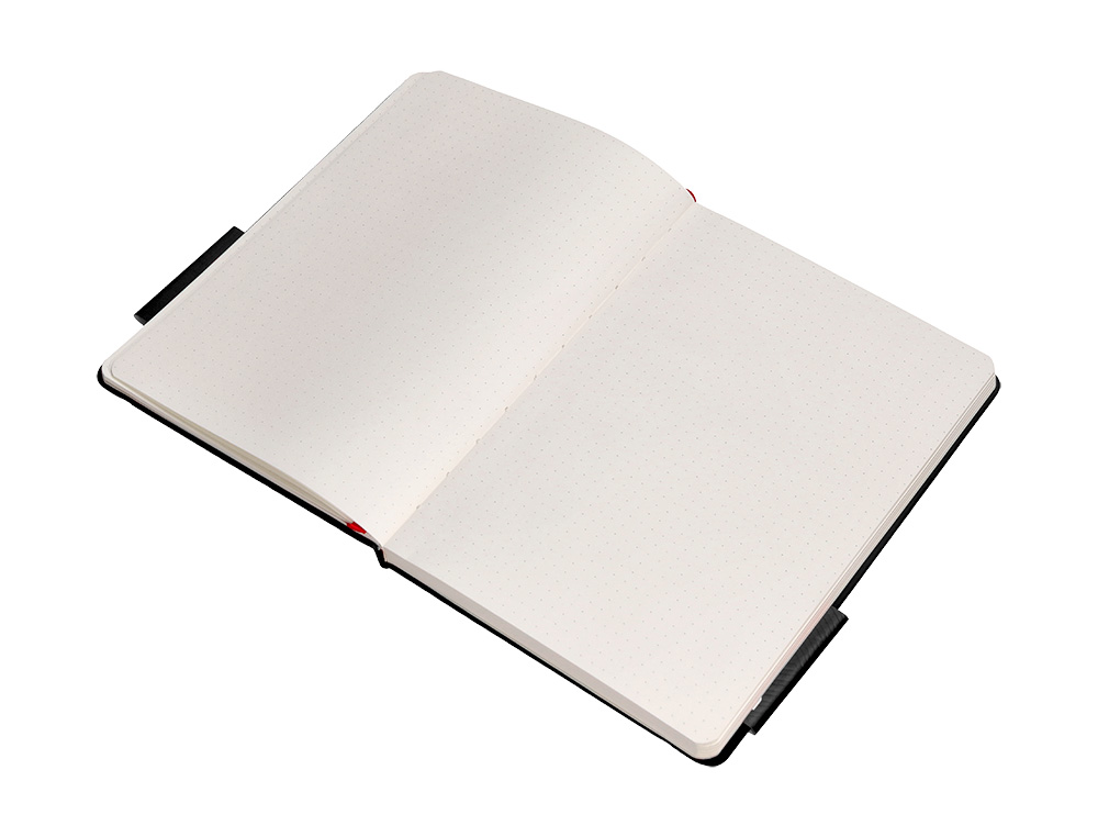 CUADERNO CON GOMILLA ANTARTIK NOTES TAPA DURA A4 HOJAS PUNTOS NEGRO Y ROJO 100 HOJAS 80 GR FSC