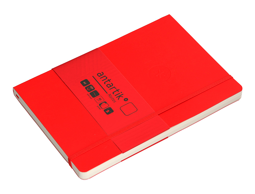 CUADERNO CON GOMILLA ANTARTIK NOTES TAPA BLANDA A5 HOJAS LISAS ROJO 80 HOJAS 80 GR FSC