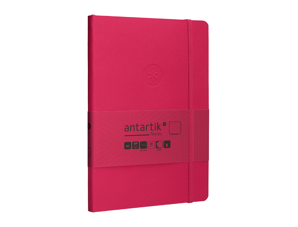 CUADERNO CON GOMILLA ANTARTIK NOTES TAPA BLANDA A5 HOJAS LISAS BURDEOS 80 HOJAS 80 GR FSC