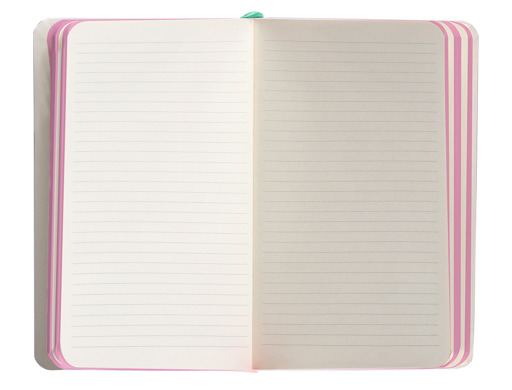 CUADERNO CON GOMILLA ANTARTIK NOTES TAPA BLANDA A6 RAYAS ROSA Y TURQUESA 100 HOJAS 80 GR FSC