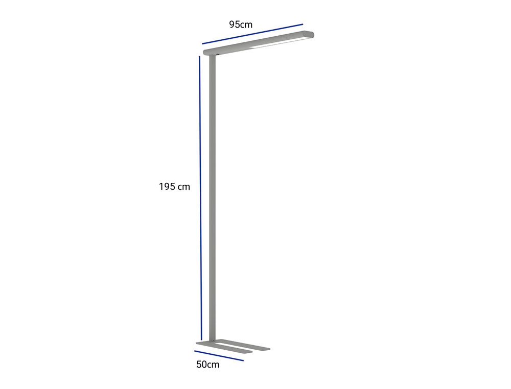 LAMPARA DE PIE MAUL JET LED 4 NIVELES INTENSIDAD COLOR PLATA 950X1950 MM