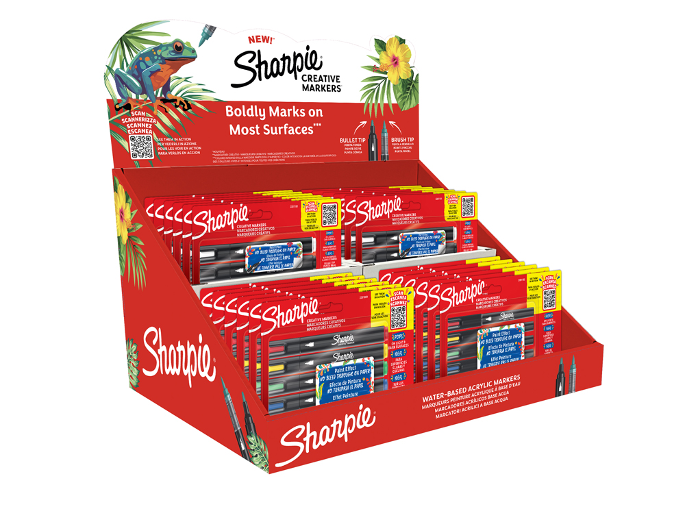 ROTULADOR SHARPIE ACRYLIC PUNTA REDONDA / PINCEL EXPOSITOR DE 24 UNIDADES COLORES SURTIDOS