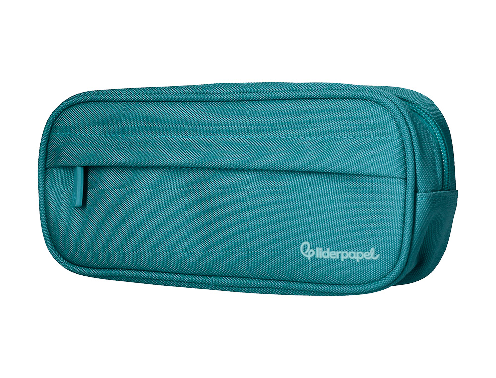 ESTUCHE PORTATODO LIDERPAPEL CLASSIC OVALADO 2 CREMALLERAS CON BOLSILLO DELANTERO 210X90MM AZUL TURQUESA