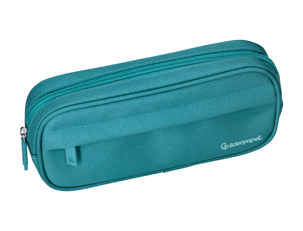 ESTUCHE PORTATODO LIDERPAPEL CLASSIC OVALADO 2 CREMALLERAS CON BOLSILLO DELANTERO 210X90MM AZUL TURQUESA