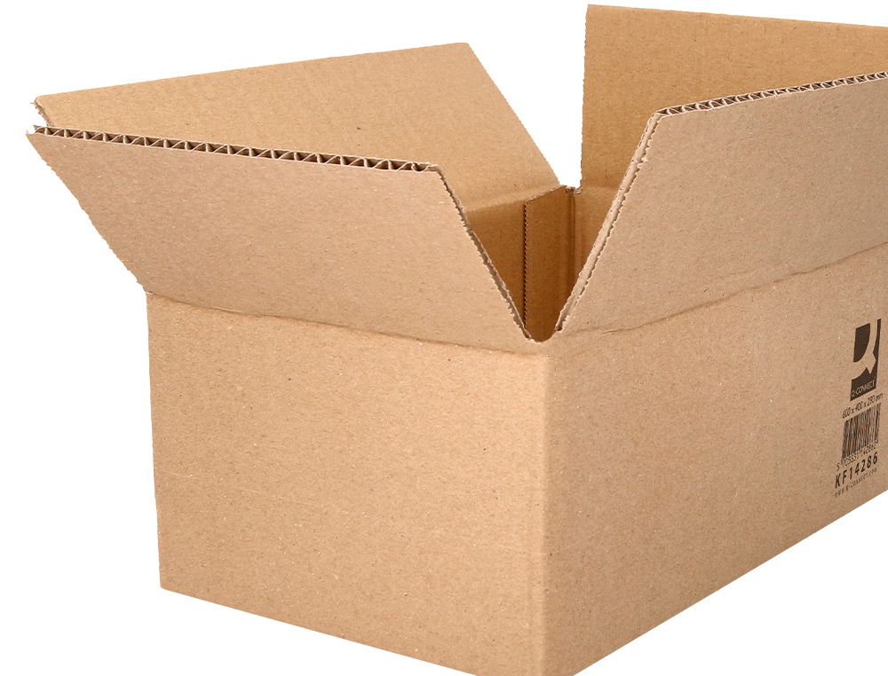 CAJA PARA EMBALAR Q-CONNECT AMERICANA ULTRA RESISTENTE CARTON RECICLADO CANAL DOBLE 7MM COLOR KRAFT 600X400X290 MM