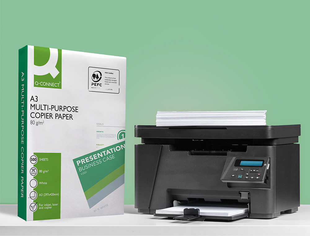 PAPEL FOTOCOPIADORA Q-CONNECT FASTER DIN A3 80 GRAMOS PAQUETE DE 500 HOJAS