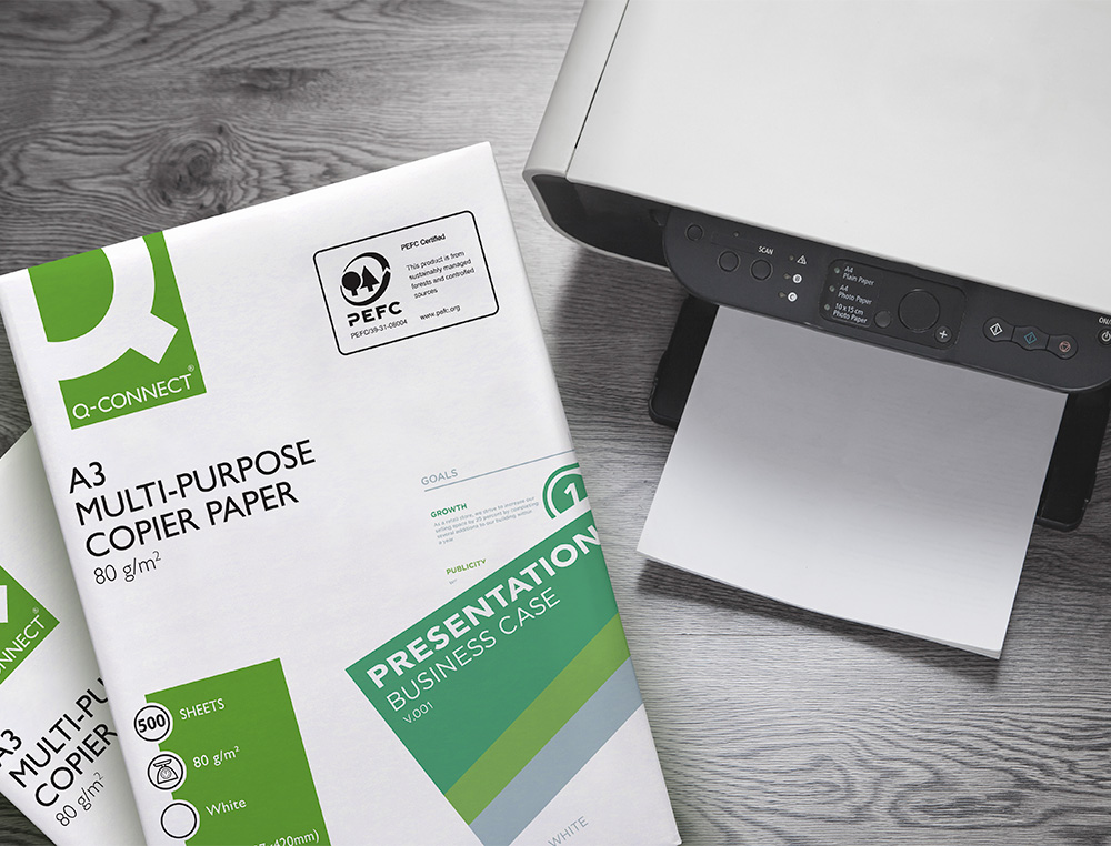 PAPEL FOTOCOPIADORA Q-CONNECT FASTER DIN A3 80 GRAMOS PAQUETE DE 500 HOJAS