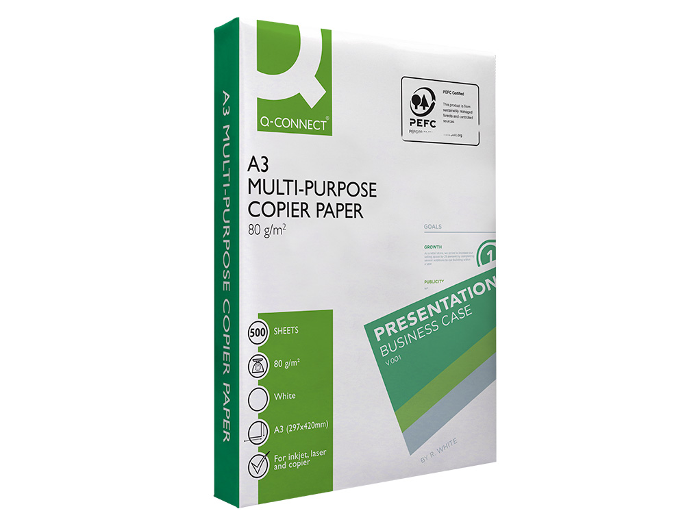 PAPEL FOTOCOPIADORA Q-CONNECT FASTER DIN A3 80 GRAMOS PAQUETE DE 500 HOJAS