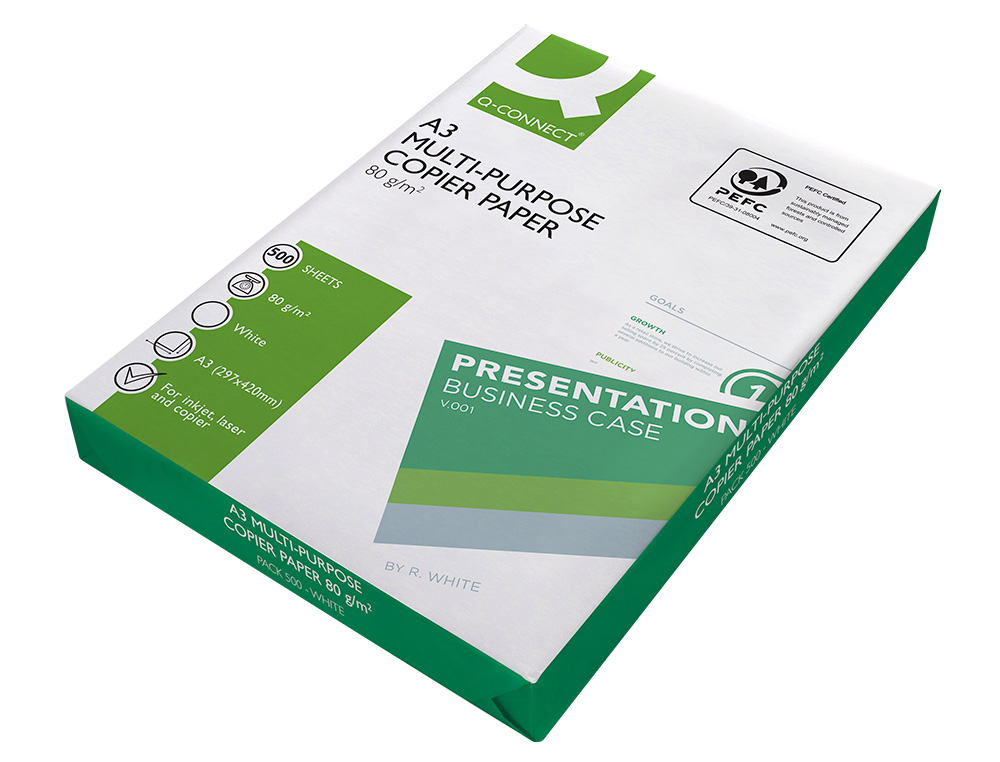 PAPEL FOTOCOPIADORA Q-CONNECT FASTER DIN A3 80 GRAMOS PAQUETE DE 500 HOJAS