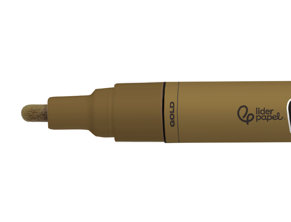 ROTULADOR LIDERPAPEL ACRYLIC BASE AGUA TODO TIPO DE SUPERFICIE PUNTA REDONDA 3 MM ORO
