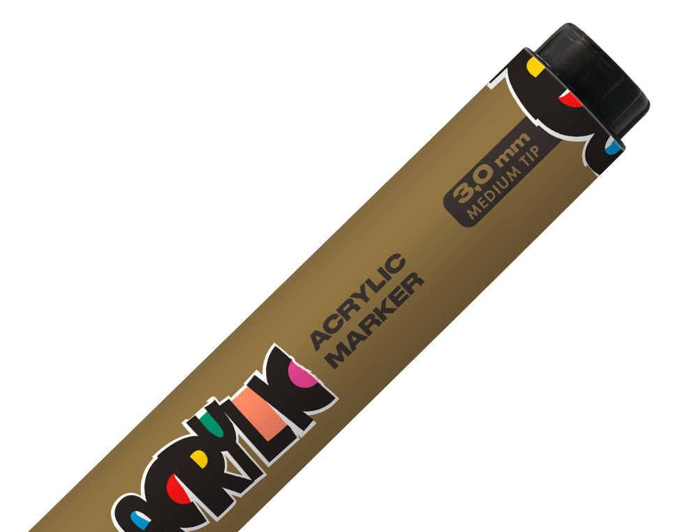 ROTULADOR LIDERPAPEL ACRYLIC BASE AGUA TODO TIPO DE SUPERFICIE PUNTA REDONDA 3 MM ORO