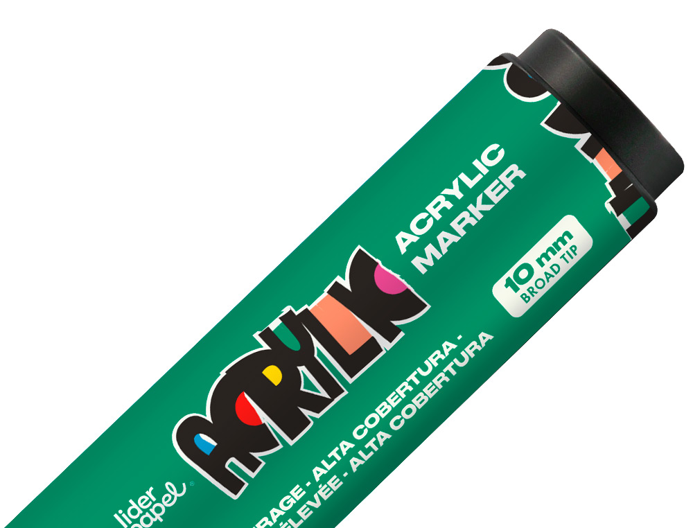 ROTULADOR LIDERPAPEL ACRYLIC BASE AGUA TODO TIPO DE SUPERFICIE PUNTA RECTANGULAR 10 MM VERDE