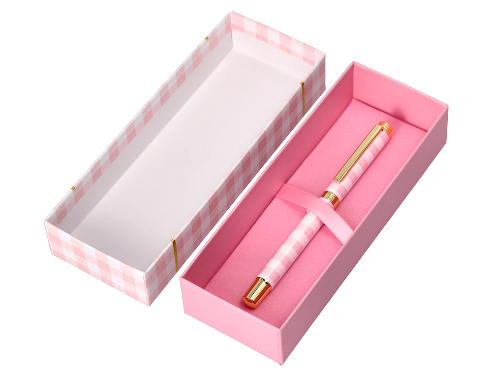 ROLLER BELIUS PERFECT PICNIC DAY ALUMINIO COLOR ROSA DORADO TINTA COLOR NEGRO CAJA DE DISEO