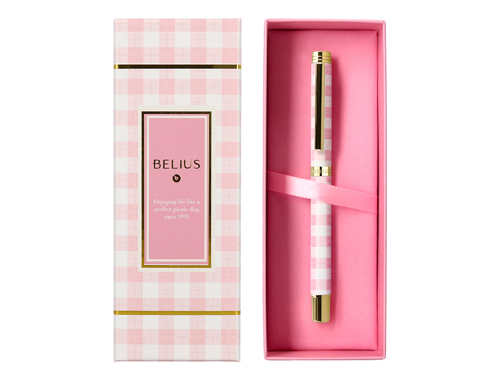 ROLLER BELIUS PERFECT PICNIC DAY ALUMINIO COLOR ROSA DORADO TINTA COLOR NEGRO CAJA DE DISEO