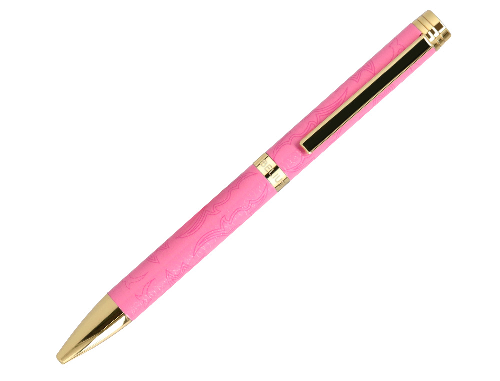 BOLIGRAFO BELIUS WILD WEST ALUMINIO COLOR ROSA DORADO TINTA COLOR AZUL CAJA DE DISEO