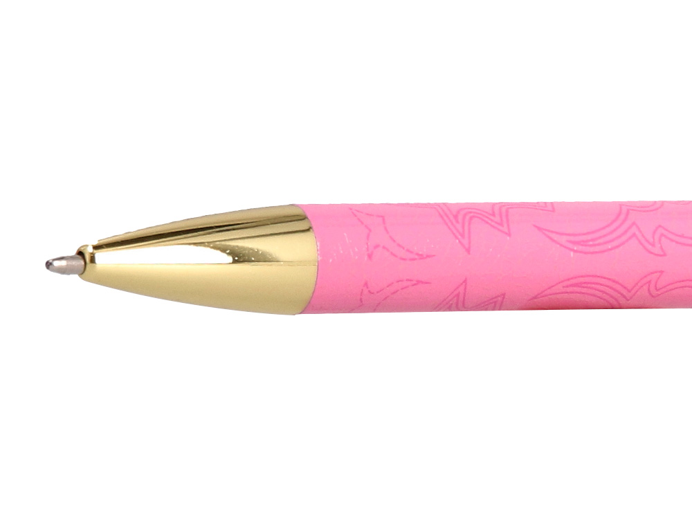 BOLIGRAFO BELIUS WILD WEST ALUMINIO COLOR ROSA DORADO TINTA COLOR AZUL CAJA DE DISEO