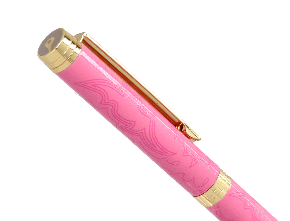 BOLIGRAFO BELIUS WILD WEST ALUMINIO COLOR ROSA DORADO TINTA COLOR AZUL CAJA DE DISEO