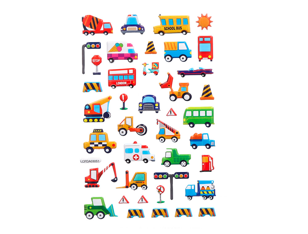 PEGATINAS IMAGINOVO KIDS COCHES CON RELIEVE 190X105 MM EN BLISTER