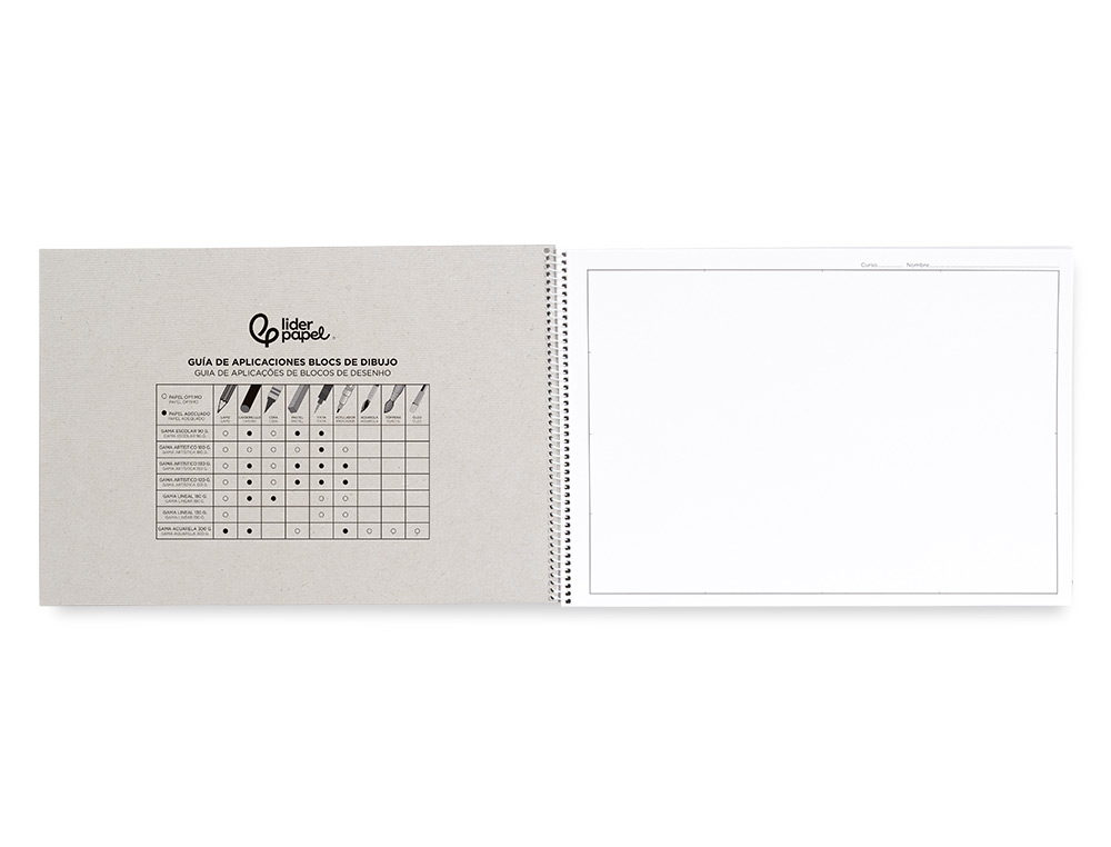 BLOC DIBUJO LIDERPAPEL LINEAL HISTORICO 230X325MM 20 HOJAS 130G/M2 CON RECUADRO PERFORADO