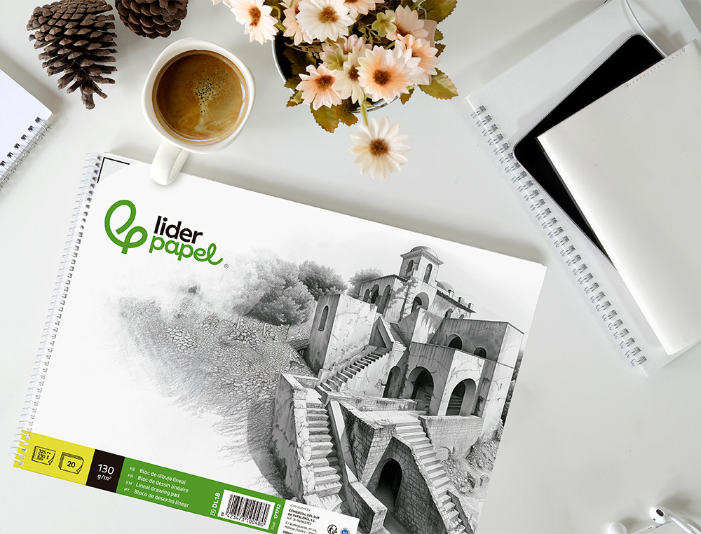 BLOC DIBUJO LIDERPAPEL LINEAL HISTORICO 230X325MM 20 HOJAS 130G/M2 CON RECUADRO PERFORADO