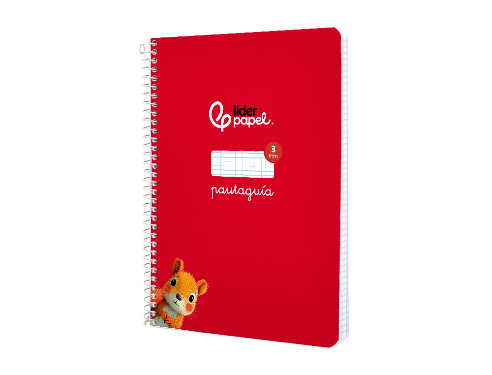 CUADERNO ESPIRAL LIDERPAPEL A5 PAUTAGUIA TAPA BLANDA 40H 75 GR CUADRO PAUTADO 3MM COLOR ROJO