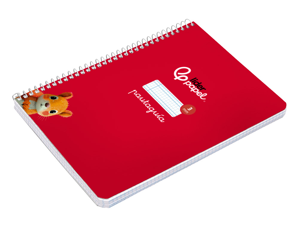 CUADERNO ESPIRAL LIDERPAPEL A5 PAUTAGUIA TAPA BLANDA 40H 75 GR CUADRO PAUTADO 3MM COLOR ROJO