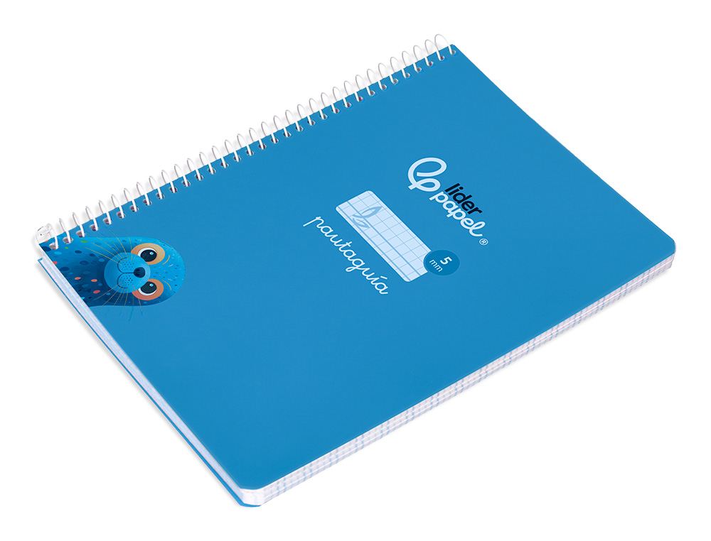 CUADERNO ESPIRAL LIDERPAPEL DIN A5 PAUTAGUIA TAPA BLANDA 40H 75 GR CUADRO PAUTADO 5MM COLOR AZUL