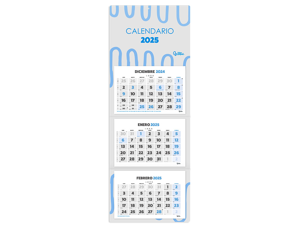 CALENDARIOS LIDERPAPEL 2025 PACK DE 24 UNIDADES DISEOS SURTIDOS LOTE