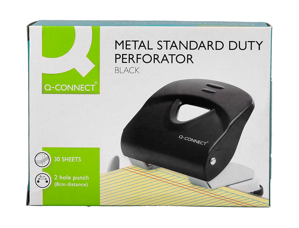 TALADRADOR Q-CONNECT KF14220 NEGRO ABERTURA 2,7 MM CAPACIDAD 30 HOJAS