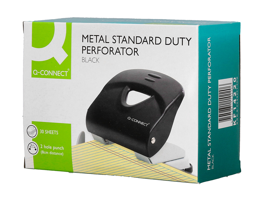TALADRADOR Q-CONNECT KF14220 NEGRO ABERTURA 2,7 MM CAPACIDAD 30 HOJAS