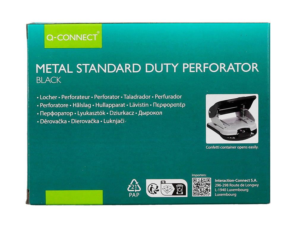 TALADRADOR Q-CONNECT KF14220 NEGRO ABERTURA 2,7 MM CAPACIDAD 30 HOJAS