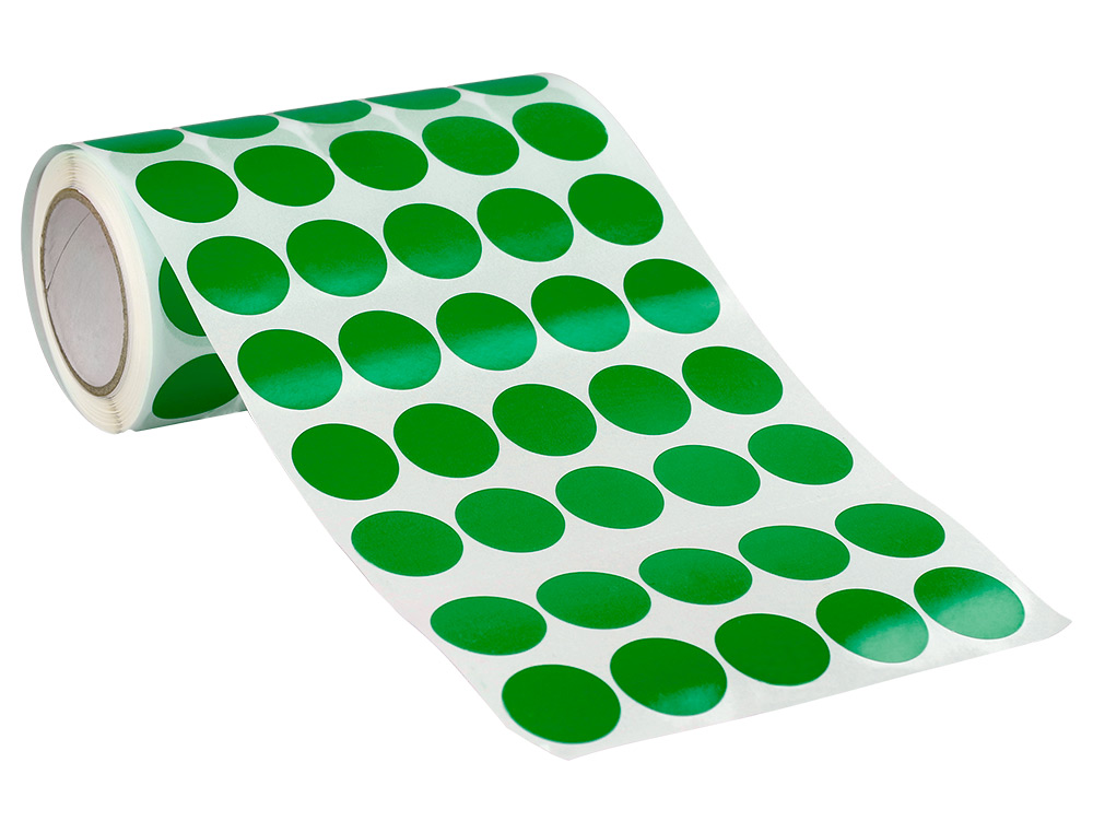 GOMETS LIDERPAPEL AUTOADHESIVO CIRCULOS 20 MM VERDE ROLLO DE 2000 UNIDADES EN CAJA DE CARTON
