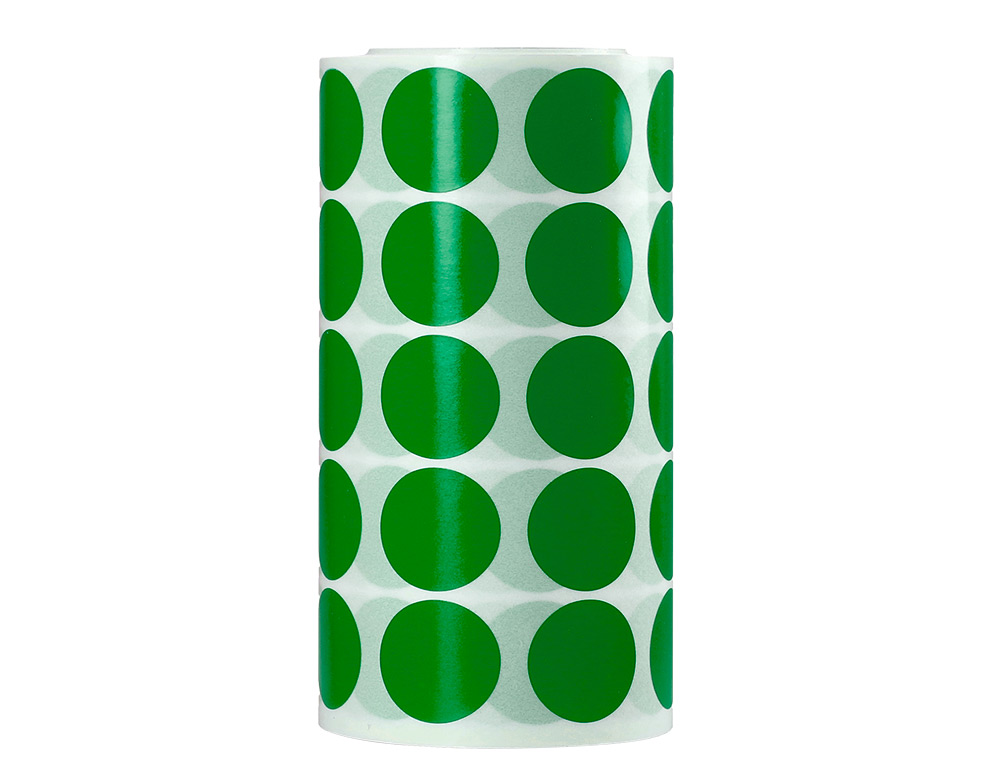 GOMETS LIDERPAPEL AUTOADHESIVO CIRCULOS 20 MM VERDE ROLLO DE 2000 UNIDADES EN CAJA DE CARTON