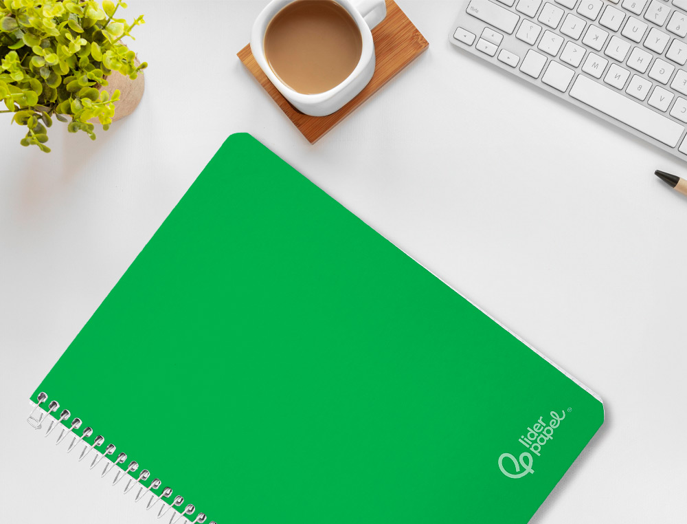 CUADERNO ESPIRAL LIDERPAPEL A4 WITTY TAPA DURA 80H 90GR RAYADO HORIZONTAL CON MARGEN COLOR VERDE